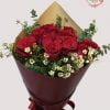 BQ-006 12 red roses / small flower and green mixed