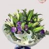 BQ-007 White lilies / purple lisianthus / small flower and green mixed